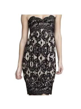 Diane Von Furstenberg Marcella Black Velvet Burnout Strapless Women’s 2 Cocktail